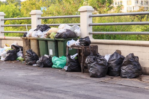 Various types of waste being sorted for recycling